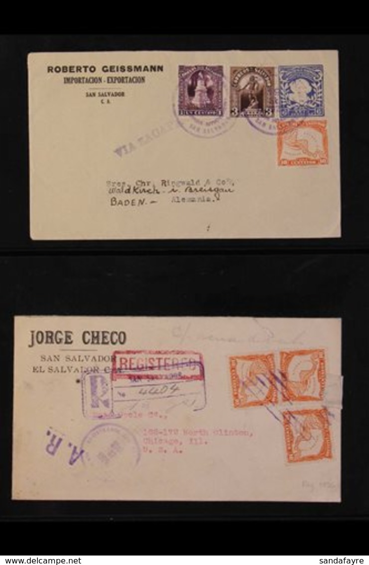 1925-75 COMMERCIAL COVERS GROUP An Interesting Assembly With A 1925 6c Env To Germany Uprated With 1c, 3c, And 10c, And  - El Salvador