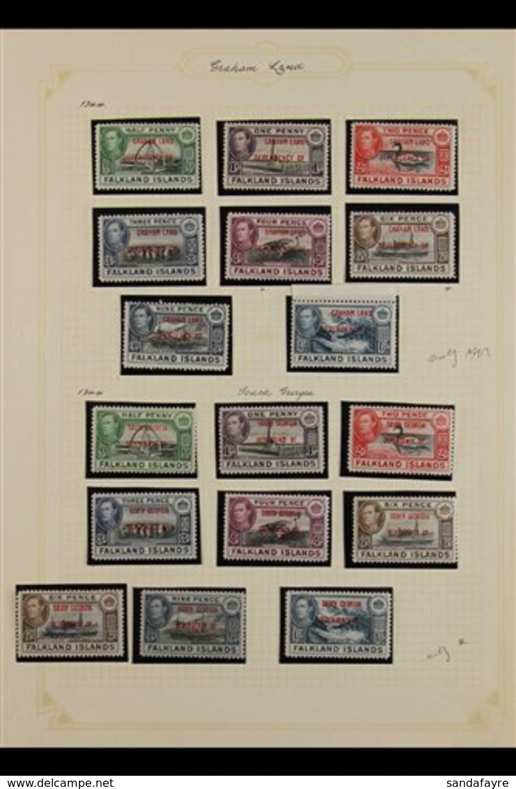 1944-1949 SUPERB MINT COLLECTION In Hingeless Mounts On Leaves, Most Stamps Are Never Hinged. Includes 1944-45 All Four  - Falklandinseln