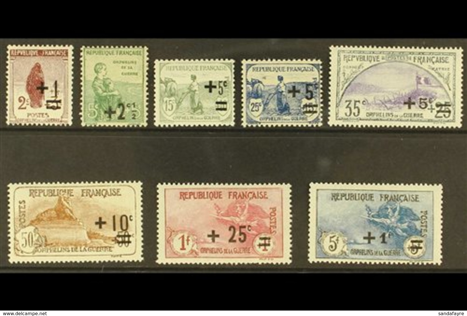 1922 War Orphans Fund Set, SG 388/95, Yv 162/69, Fine Mint (8 Stamps) For More Images, Please Visit Http://www.sandafayr - Other & Unclassified