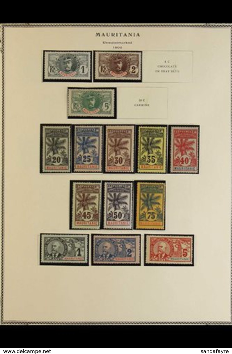 MAURITANIA 1906-1944 ALL DIFFERENT MINT / NHM COLLECTION (Ex Alphonse) Presented On A Series Of "Scott" Printed Album Pa - Autres & Non Classés