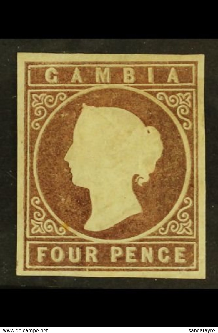 1869 4d Pale Brown No Wmk, SG 2, Mint Part OG With 4 Good Neat Margins. For More Images, Please Visit Http://www.sandafa - Gambia (...-1964)