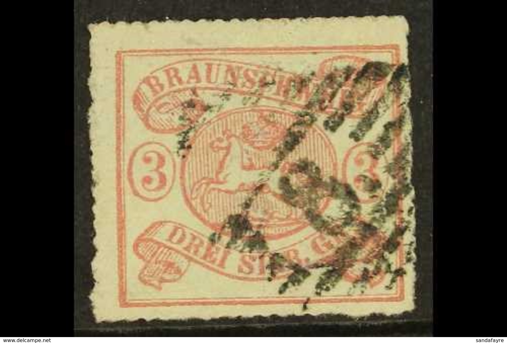 BRUNSWICK 1864 3sgr Rose On White, Perce En Arc 16, Mi 16A, Fine Used With "8" In Barred Diamond Cancel. Scarce Stamp, C - Andere & Zonder Classificatie