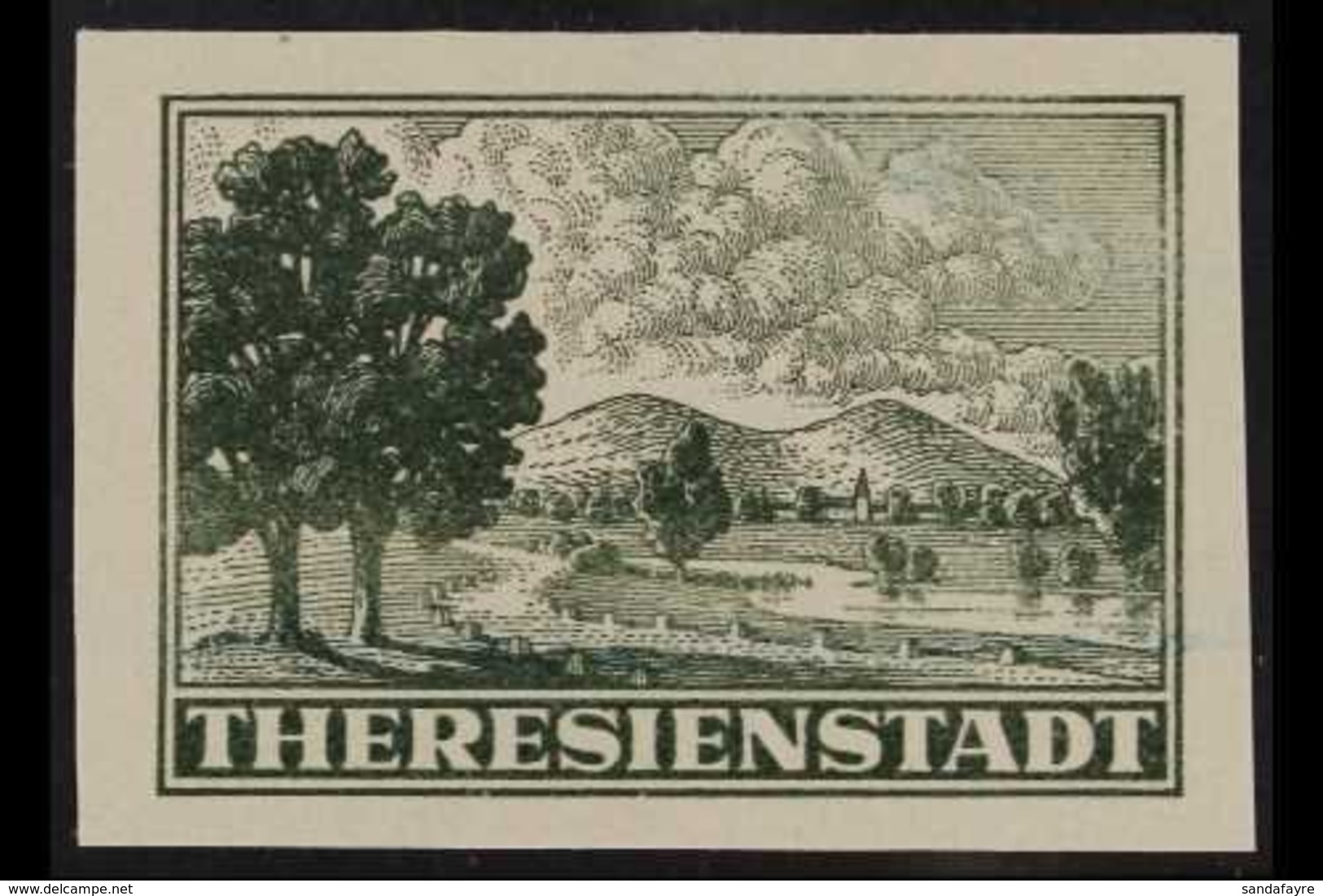 BOHEMIA AND MORAVIA "ZULASSUNGSMARKE" 1943 Grey-green, Imperforate, Michel 1U, Never Hinged Mint, 4 Large Margins, Signe - Andere & Zonder Classificatie