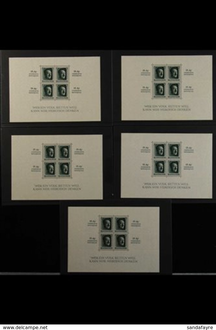 1936 Culture Fund Miniature Sheets (Michel Block 9, SG MS637), Never Hinged Mint Five Examples, Very Fresh, Cat £1,750.  - Other & Unclassified