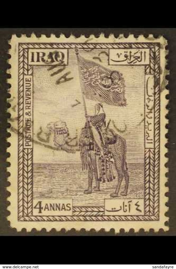 1923-25 4a Violet Tribal Standard Pictorial With WATERMARK CROWN TO LEFT OF CA Variety, SG 46w, Fine Cds Used, Fresh & S - Iraq