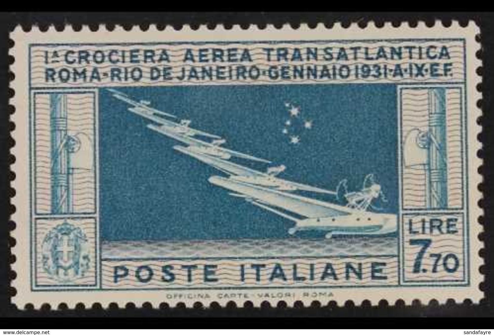 1930 7.70L Light Blue & Drab Air Transatlantic Mass Formation Flight (Sassone 25, SG 303), Never Hinged Mint, Tiny Natur - Non Classés