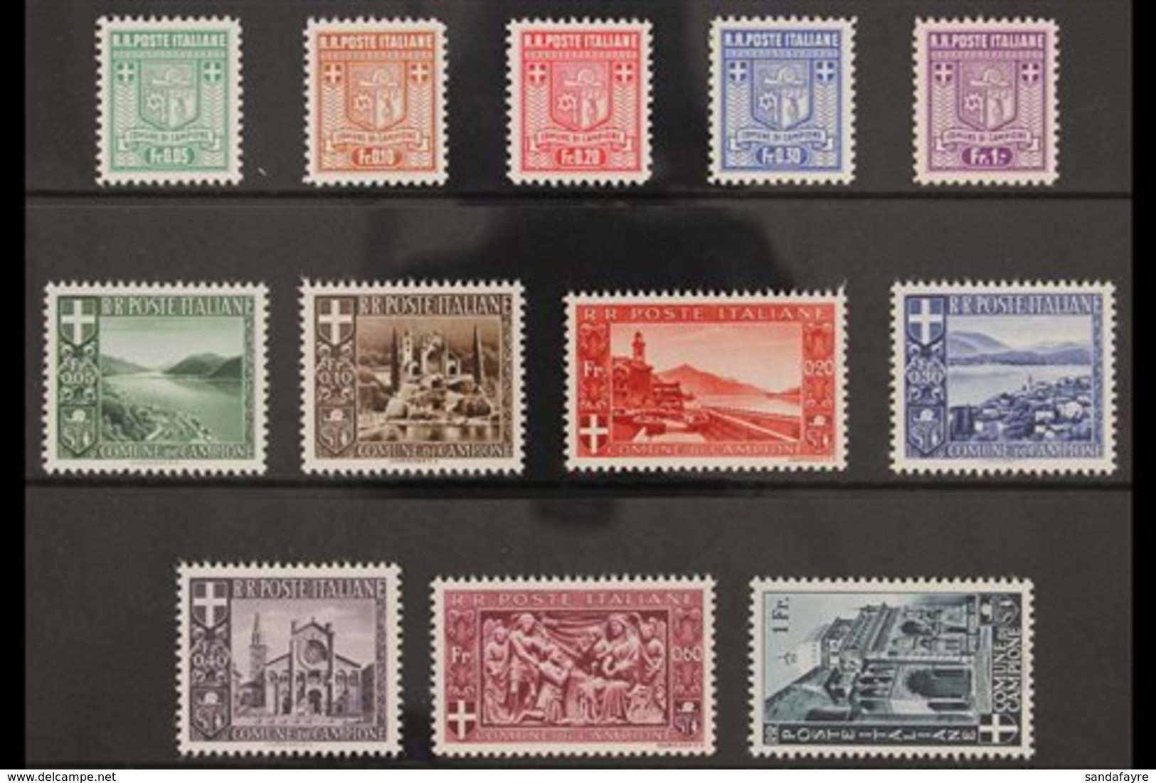 CAMPIONE LOCAL 1944 Arms Perf 11 And Pictorials Complete Sets (Sassone 1/5 & 6/12, SG 1B/5B & 6/12), Never Hinged Mint,  - Unclassified