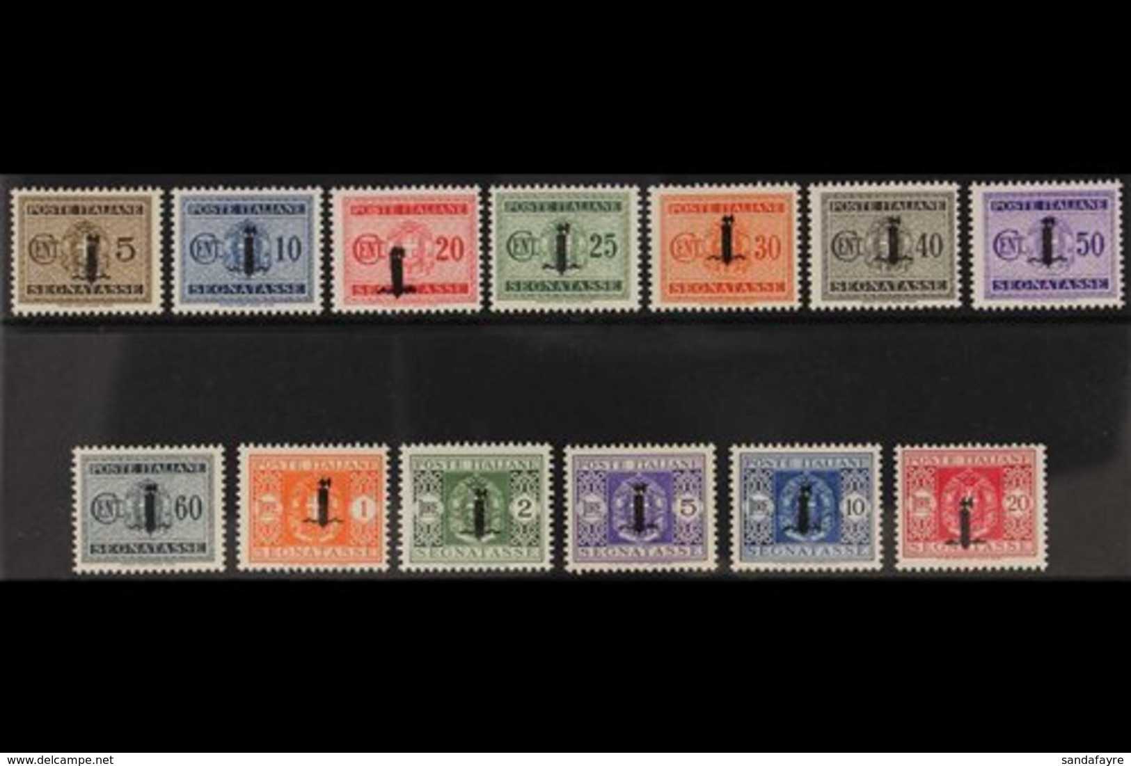 POSTAGE DUES ITALIAN SOCIAL REPUBLIC 1944 Overprints Complete Set (Sassone 60/72, SG D89/101), Never Hinged Mint, Fresh. - Sin Clasificación