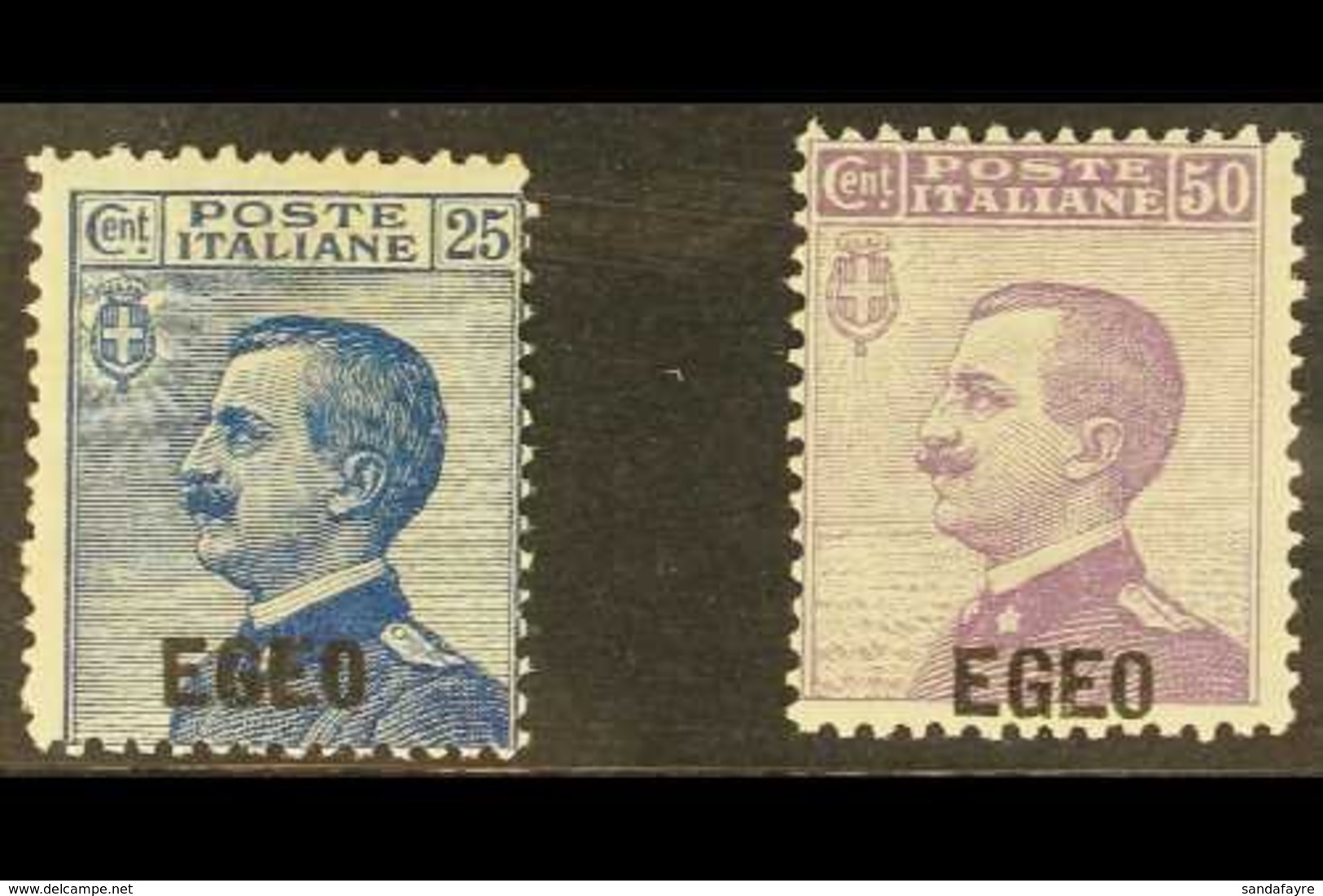 EGEO (DODECANESE ISLANDS) 1912 Overprints Complete Set (SG 1/2, Sassone 1/2), Fine Mint, Fresh. (2 Stamps) For More Imag - Andere & Zonder Classificatie