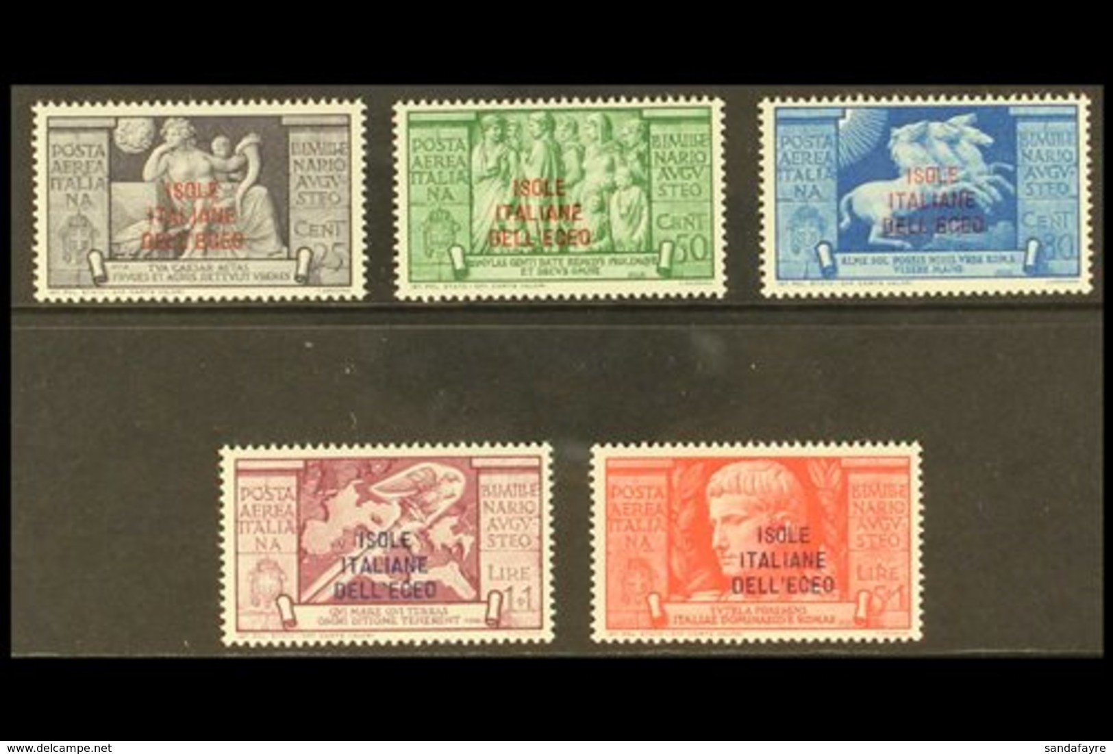 EGEO (DODECANESE ISLANDS) 1938 Air Augustus Complete Set (SG 196/200, Sassone A47/51), Never Hinged Mint, Very Fresh. (5 - Other & Unclassified