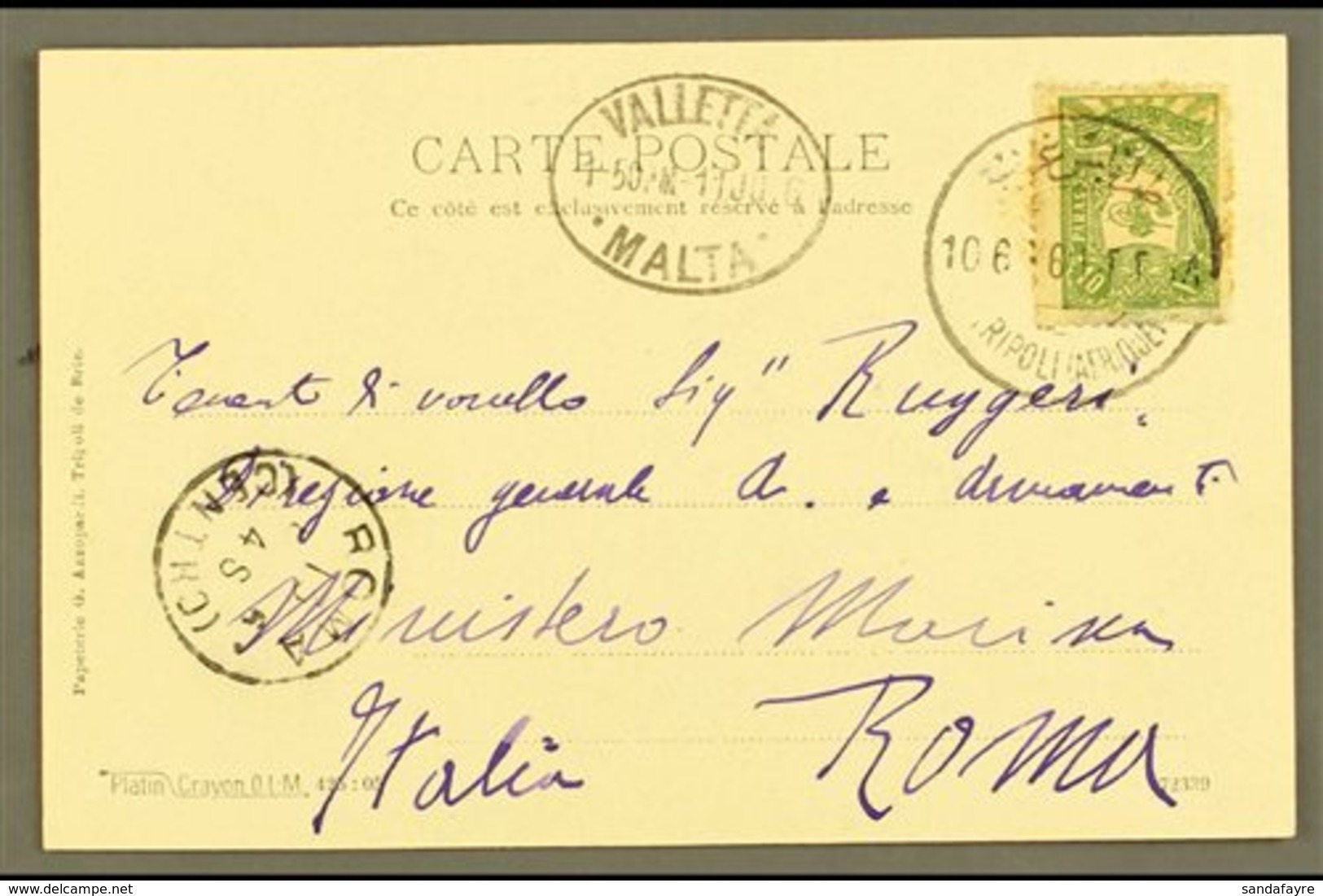 TRIPOLI (LIBYA) 1906 (June) Picture Postcard Of Rue Principale De Tripoli, Bearing 10pa To Rome, Italy, With Good Clear  - Other & Unclassified