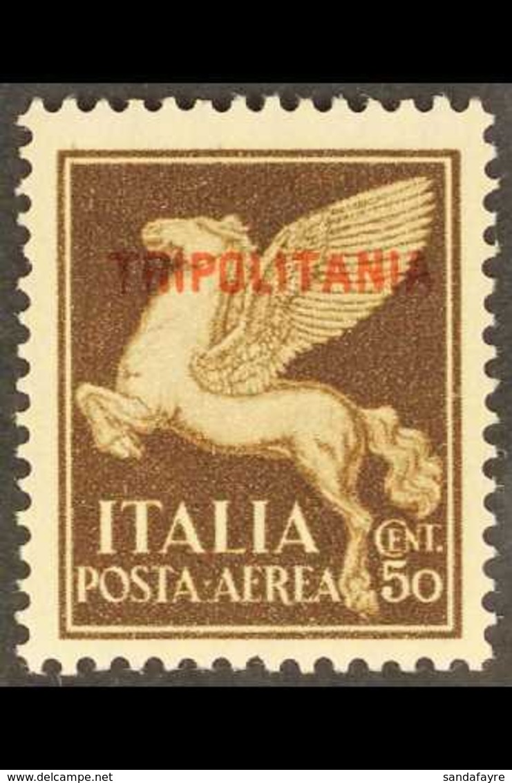 TRIPOLITANIA 1930 50c Brown Air Overprint Unissued Stamp, Sassone 8, Never Hinged Mint, Very Fresh. For More Images, Ple - Other & Unclassified