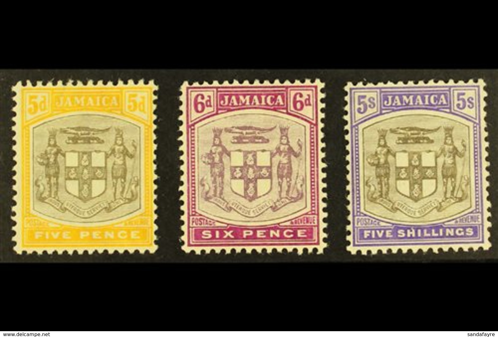 1905-11 5d, 6d And 5s "Arms", SG 43/45, Very Fine Mint. (3 Stamps)  For More Images, Please Visit Http://www.sandafayre. - Jamaica (...-1961)