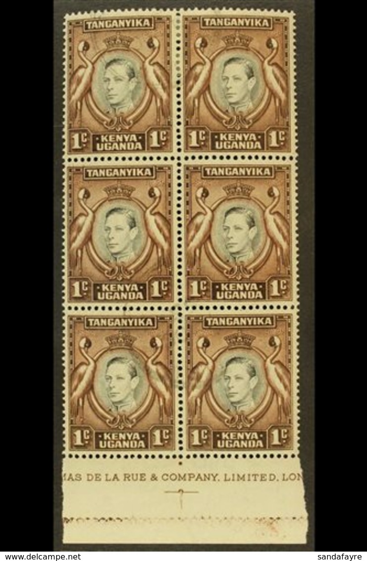 1938 1c Black And Red-brown Perf 13¼ With RETOUCHED VALUE TABLET Variety, SG 131ad, In A Very Fine Used Positional Block - Vide