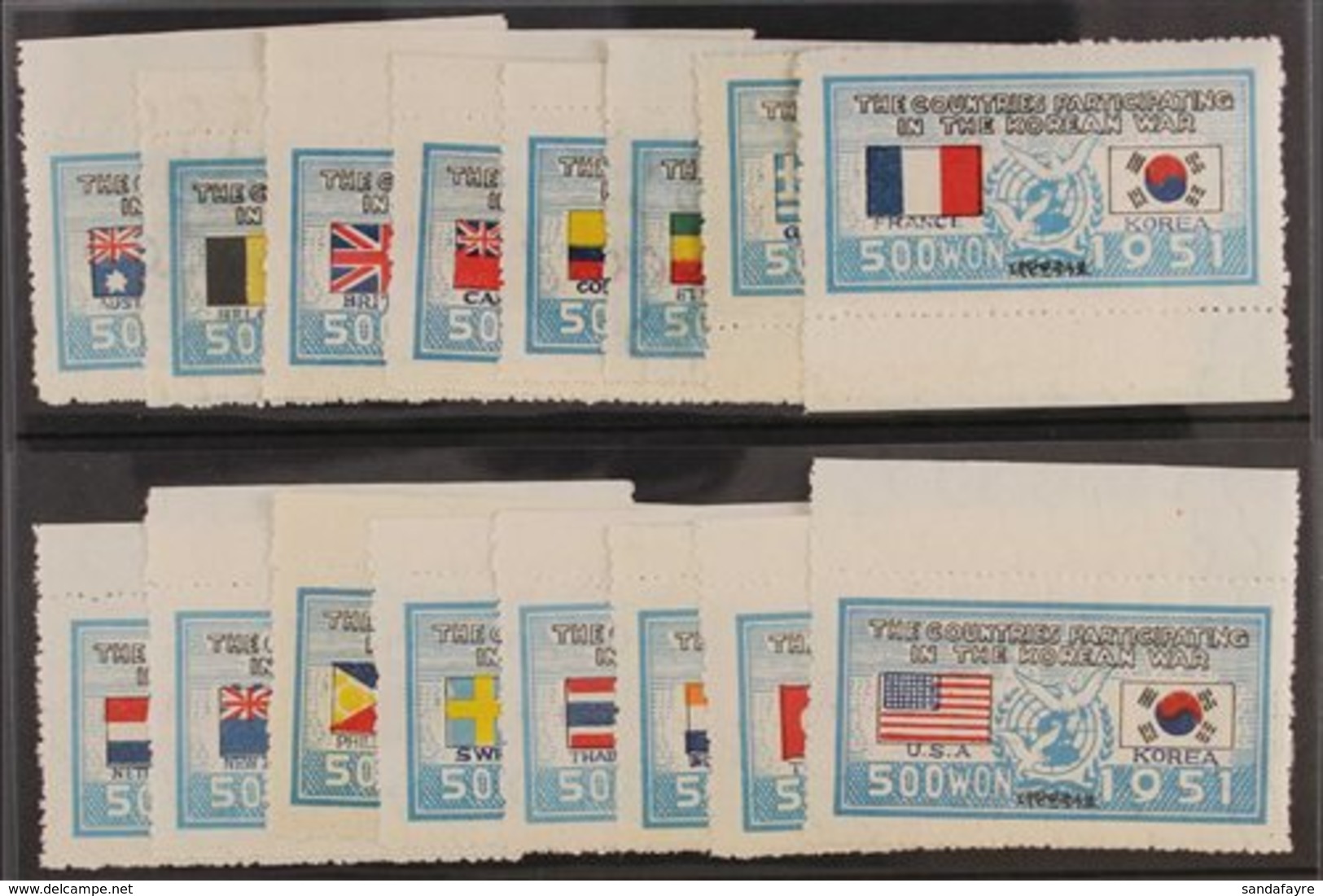 1951 Participation In Korean War Original Values Set, Between SG 158/79, Never Hinged Mint Marginal Examples, Fresh, Cat - Korea (Zuid)