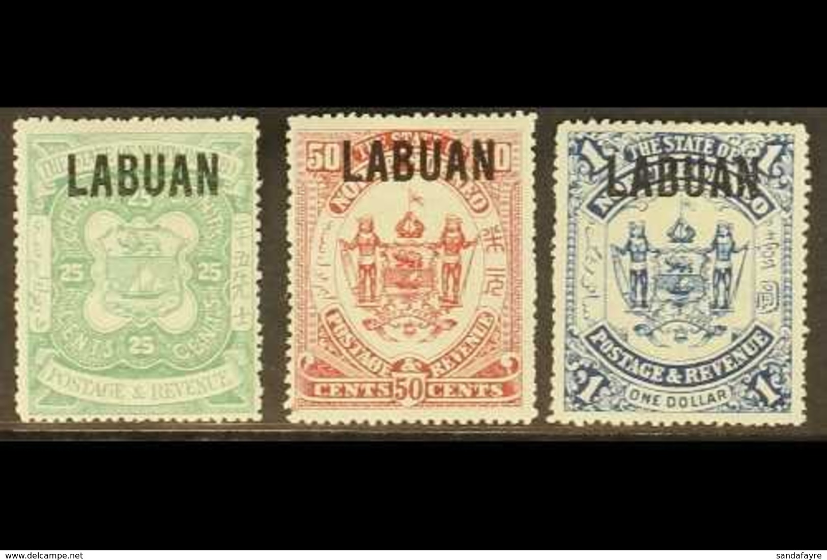 1896 25c, 50c And $1 Arms, SG 80/82, Fine Mint. (3 Stamps) For More Images, Please Visit Http://www.sandafayre.com/itemd - North Borneo (...-1963)
