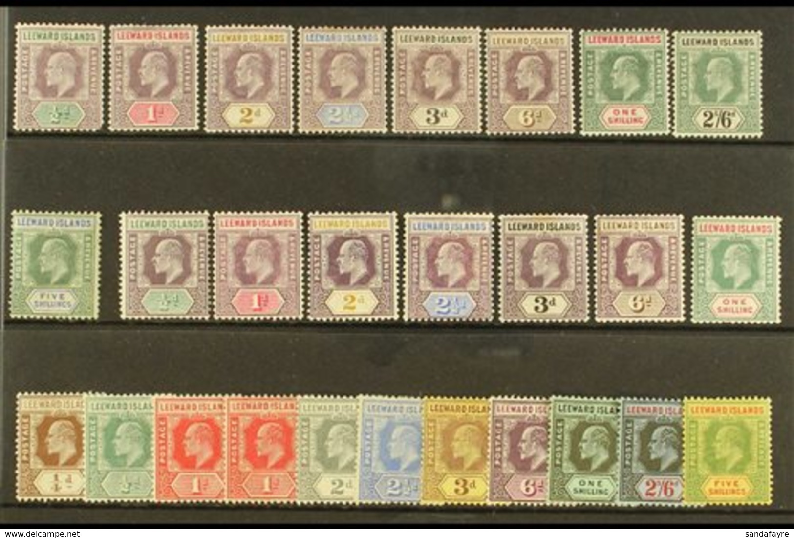 1902-11 COMPLETE MINT KEVII COLLECTION A Lovely Complete Mint Collection Presented On A Stock Card, SG 20/45, 1902 Set,  - Leeward  Islands