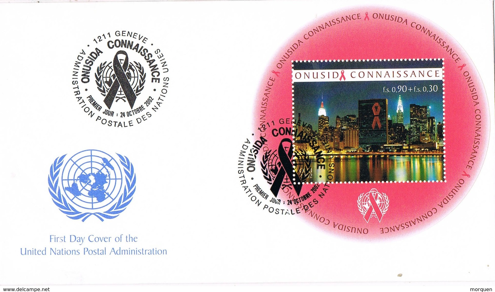 33307. Carta GENEVE (Suisse)  2002. ONU SIDA Hojita Medicina, Enfermedad - ONU