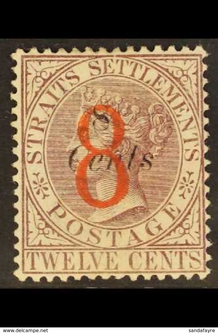 1884 "8" On 8c On 12c Dull Purple, SG 80, Fine Mint Part Og. Well Centred Copy Of This Scarce Stamp. For More Images, Pl - Straits Settlements