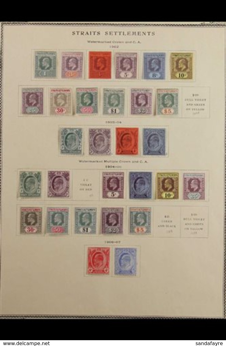 1902 - 1911 HIGHLY COMPLETE MINT ED VII COLLECTION Superb Mint Collection On Printed Pages Including 1902 Wmk CA Set Com - Straits Settlements