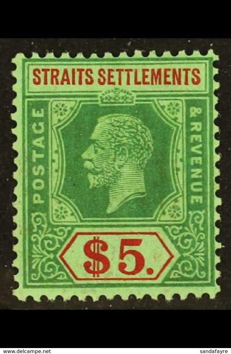 1921-33 (wmk Mult Script CA) $5 Green And Red/green, SG 240a, Very Fine Mint. For More Images, Please Visit Http://www.s - Straits Settlements