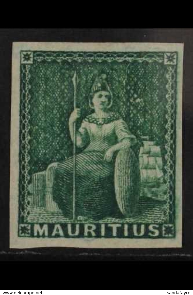 1858 (4d) Green, Imperf, SG 27, Superb Mint With Large Even Margins And Full Original Colour. For More Images, Please Vi - Mauritius (...-1967)