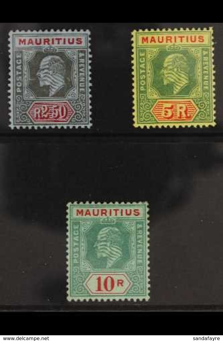 1910 2r50 - 10r Ed VII High Values, SG 193/5, Very Fine And Fresh Mint. (3 Stamps) For More Images, Please Visit Http:// - Mauritius (...-1967)