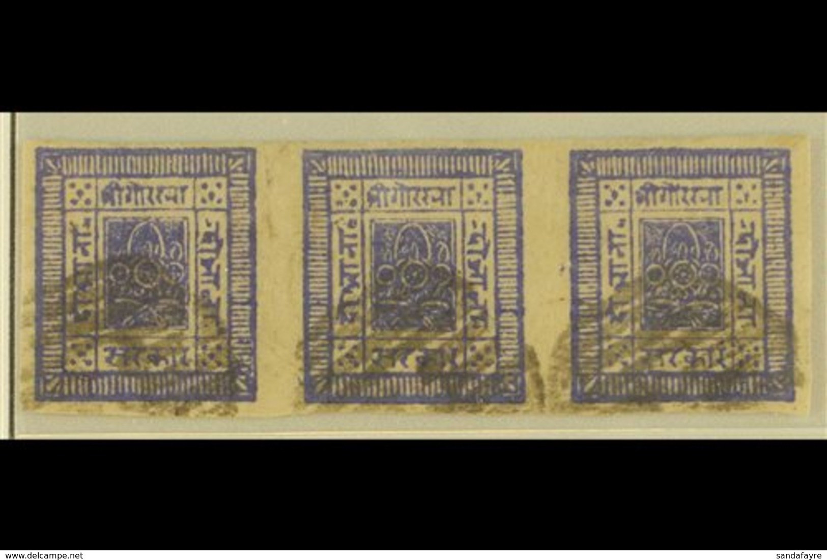 1886-9 2a Violet, Clear Impressions, Horizontal Strip Of Three, SG 11, Scott 8, Fine Used, Clear Margins All Around. Not - Nepal