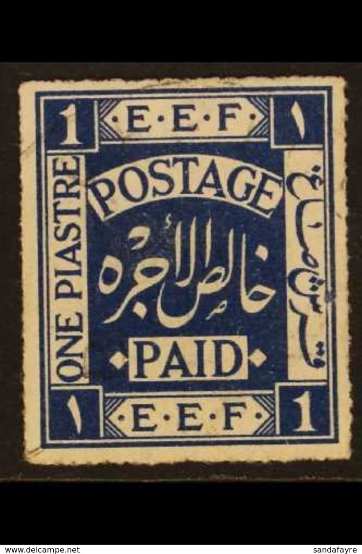 1918 1p Deep Blue, SG 1a, Very Fine Mint, No Gum As Issued. For More Images, Please Visit Http://www.sandafayre.com/item - Palestine