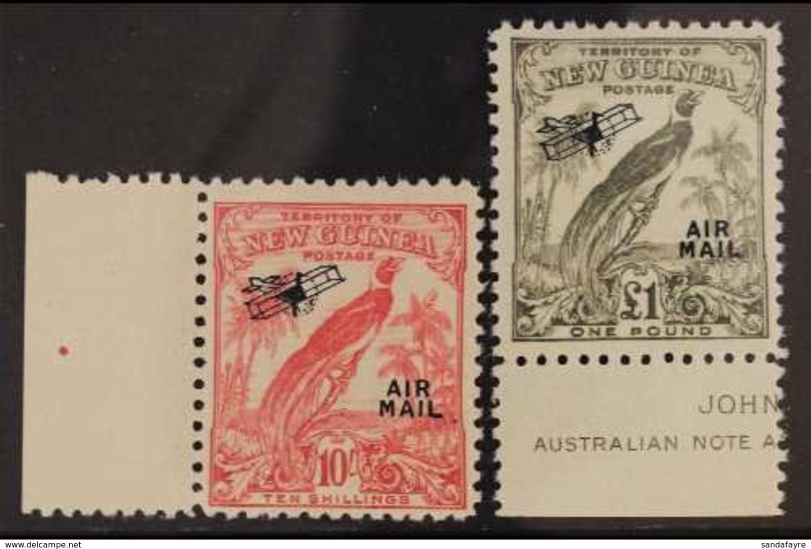 1932 10s And £1 Air Mail, (on Redrawn Issue Without Dates), SG 202/3, Very Fine Marginal NHM. (2 Stamps) For More Images - Papoea-Nieuw-Guinea