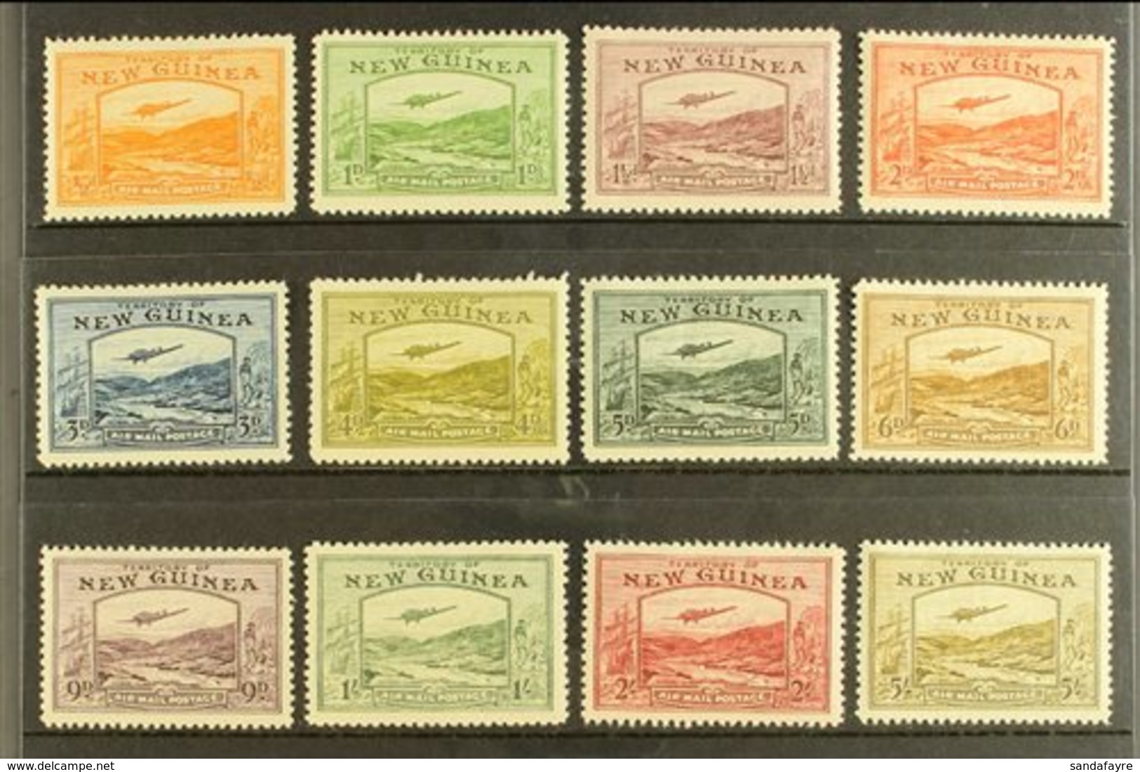 1939 Bulolo Goldfields Air Set Complete From ½d To 5s, SG 212/223, Very Fine Mint. (12 Stamps) For More Images, Please V - Papoea-Nieuw-Guinea