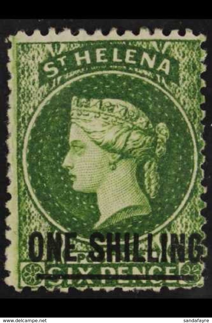 1864-80 1s Deep Yellow-green Perf 12½ Type A Surcharge, SG 17, Fine Mint, Very Fresh, Signed Th. Lemaire. For More Image - Sint-Helena