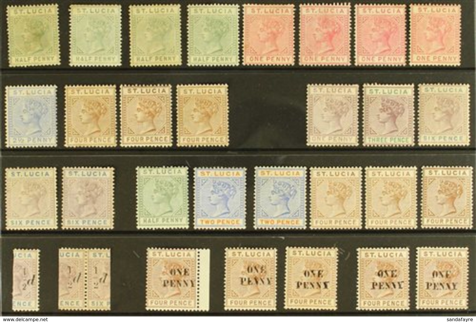 1883-1892 "TABLET" QV MINT SELECTION. A Useful Assembly Presented On A Stock Card That Includes 1883-86 Die I ½d Green X - St.Lucia (...-1978)