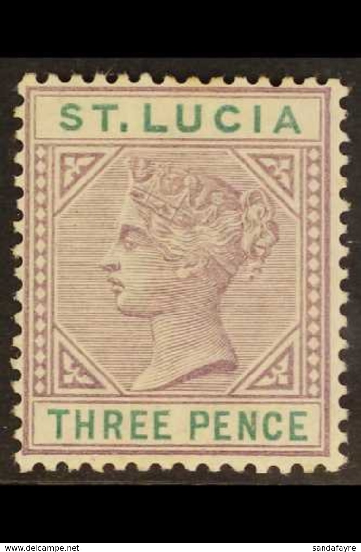 1886-87 3d Dull Mauve & Green, SG 40, Fine Mint, Very Fresh. For More Images, Please Visit Http://www.sandafayre.com/ite - St.Lucia (...-1978)