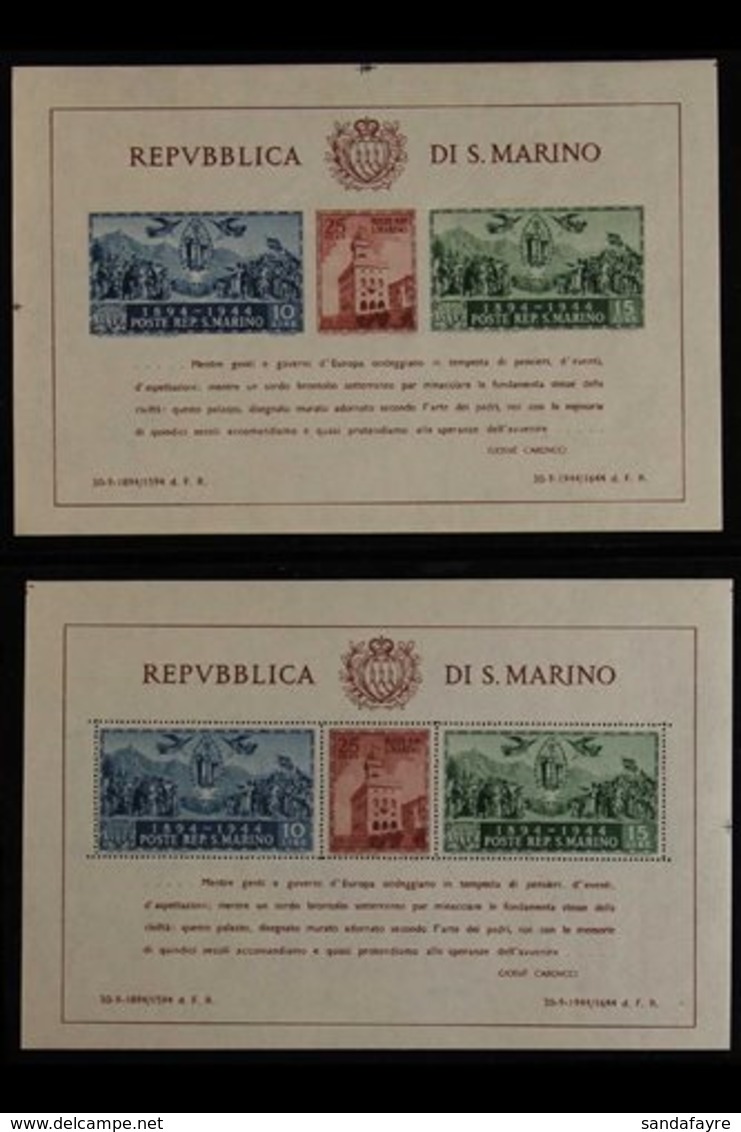 1938 Lincoln Both Mini-sheets And 1945 Palace Both Perf & Imperf Mini-sheets (Sassone Blocks 2/3 & 6/7, SG MS232a/b & MS - Andere & Zonder Classificatie