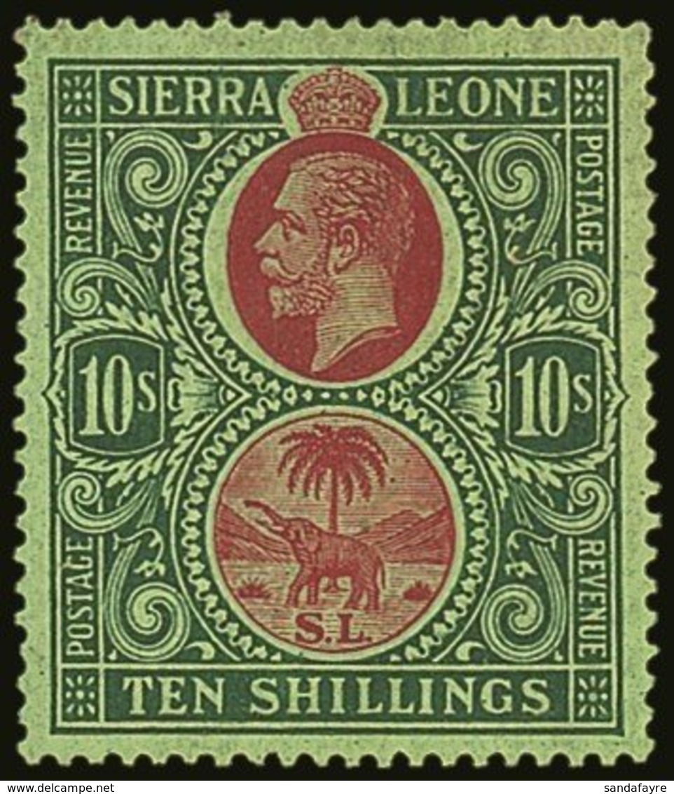 1921-27 10s Red & Green/green, Wmk Mult Script CA, SG 142, Very Fine Mint For More Images, Please Visit Http://www.sanda - Sierra Leone (...-1960)