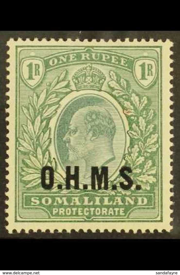 OFFICIAL 1904-05 "O.H.M.S." Overprinted KEVII 1R Green, SG O15, Very Fine Lightly Hinged Mint. For More Images, Please V - Somaliland (Protectoraat ...-1959)