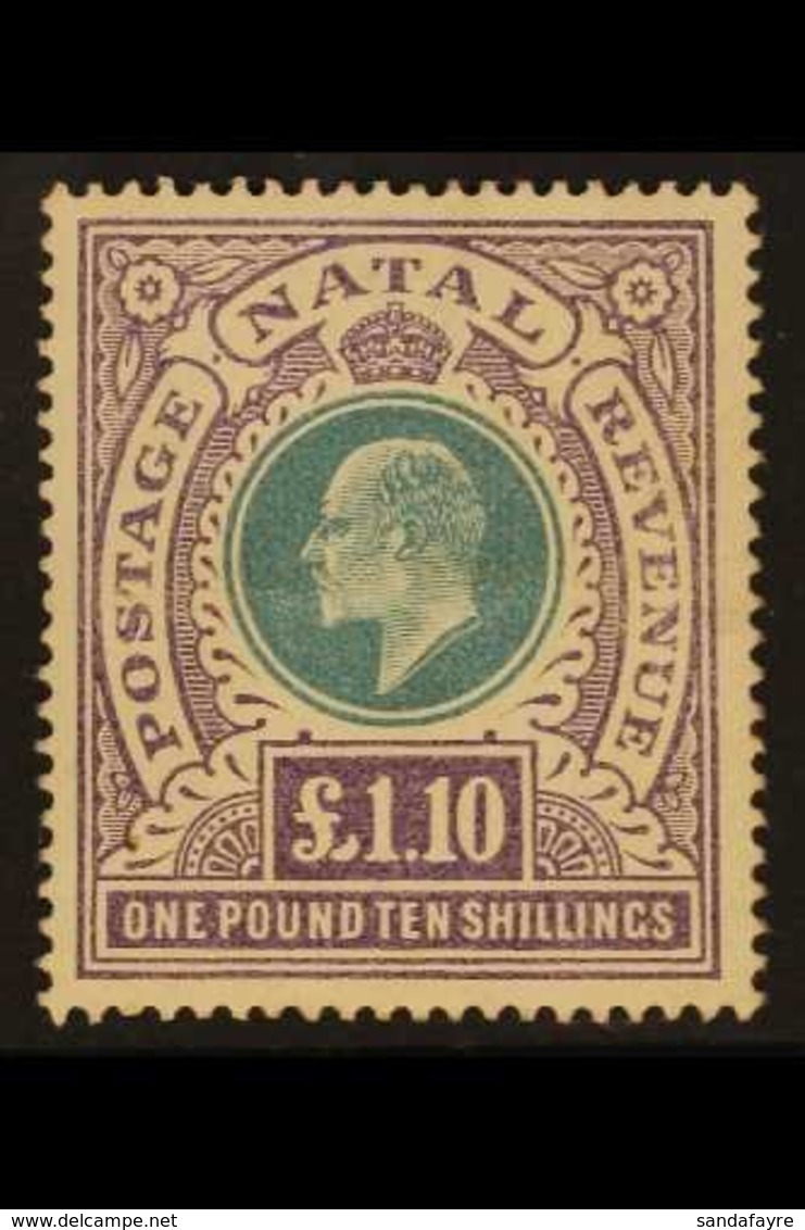 NATAL 1902 £1.10 Green And Violet, SG 143, Mint With Very Light Horizontal Crease. Attractive, Cat £600 For More Images, - Unclassified