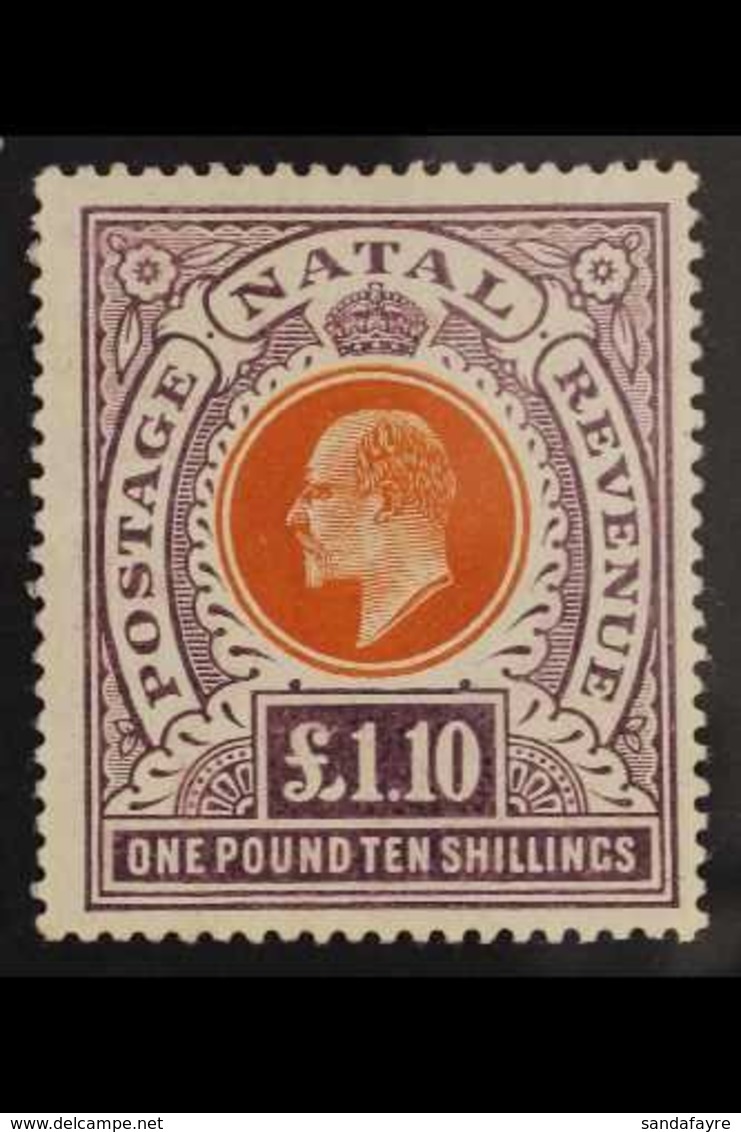 NATAL 1904-08 £1.10s Brown Orange And Deep Purple, Ed VII, SG 162, Superb Mint Og. For More Images, Please Visit Http:// - Unclassified