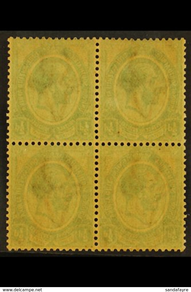 1913-24 OFFSET VARIETY ½d Green, Block Of Four With COMPLETE OFFSET On Reverse Of Each Stamp, SG 3, Gum Slightly Toned,  - Zonder Classificatie