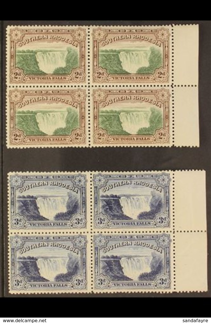 1932 Falls Complete Set (SG 29/30), Very Fine Mint Matching Marginal BLOCKS Of 4, Two Stamps On Both Blocks Are Never Hi - Zuid-Rhodesië (...-1964)