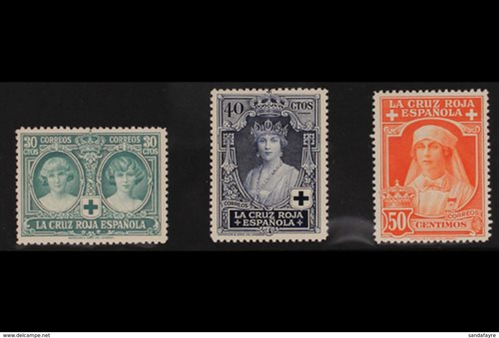 1926 Red Cross 30c, 40c And 50c (Edifil 332/34, Mi 305/07), Never Hinged Mint. (3 Stamps) For More Images, Please Visit  - Andere & Zonder Classificatie