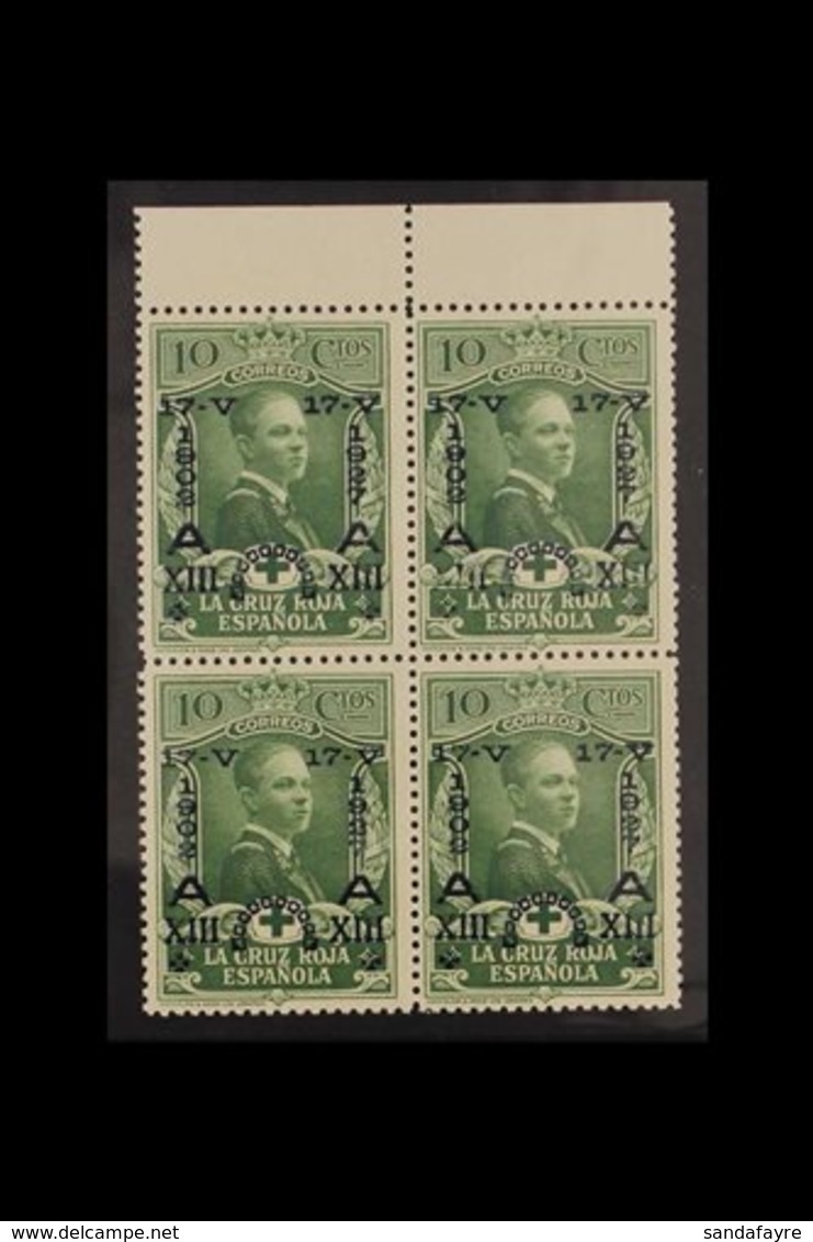 1927 25th Anniversary Of Coronation 10c Green (Edifil 352, Mi 325, Sc B22, SG 420), Upper Marginal BLOCK OF FOUR Very Fi - Andere & Zonder Classificatie