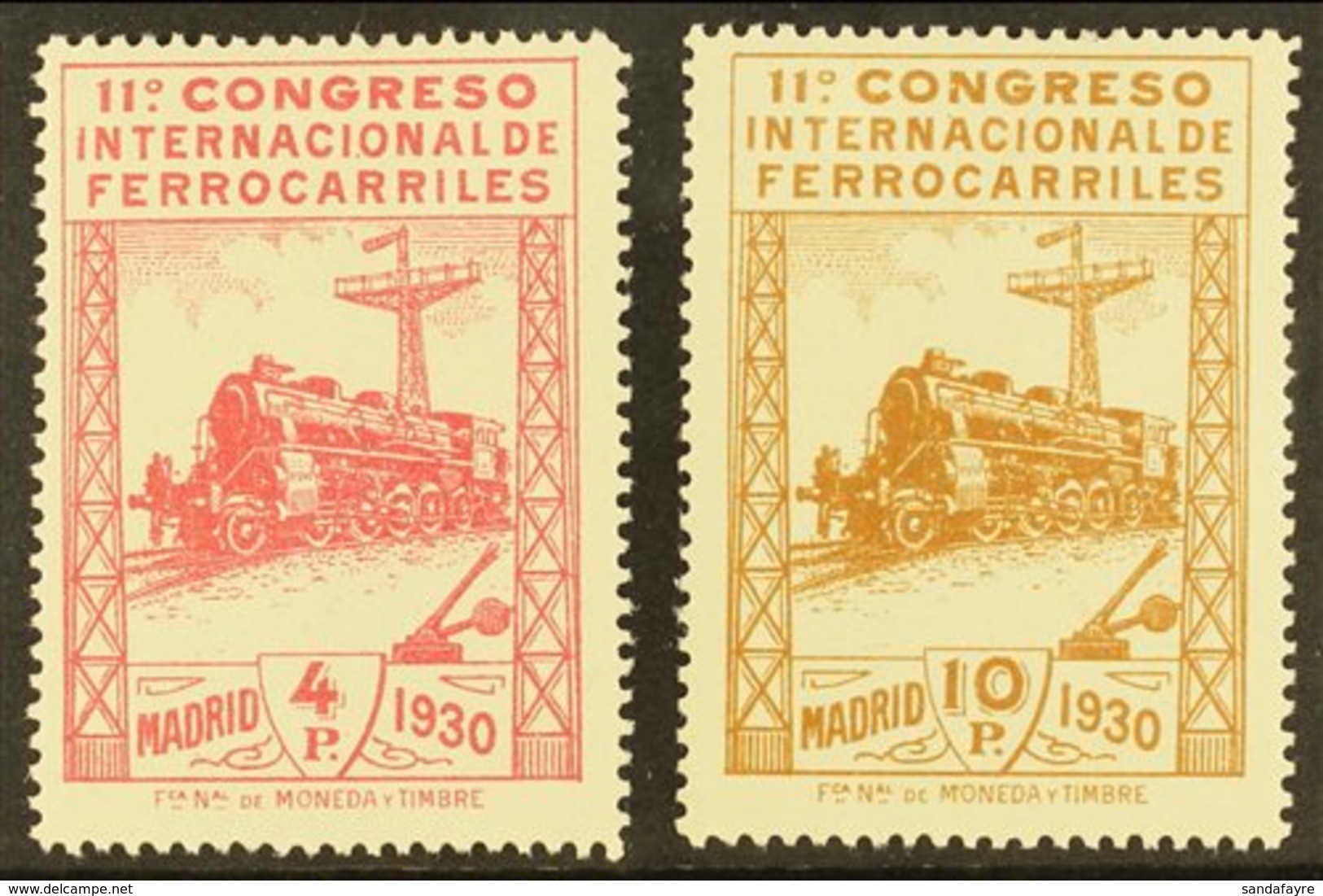 1930 4p Carmine & 10p Brown Railway Congress, Mi 455/6, SG 545/6, Fine Mint (2). For More Images, Please Visit Http://ww - Other & Unclassified