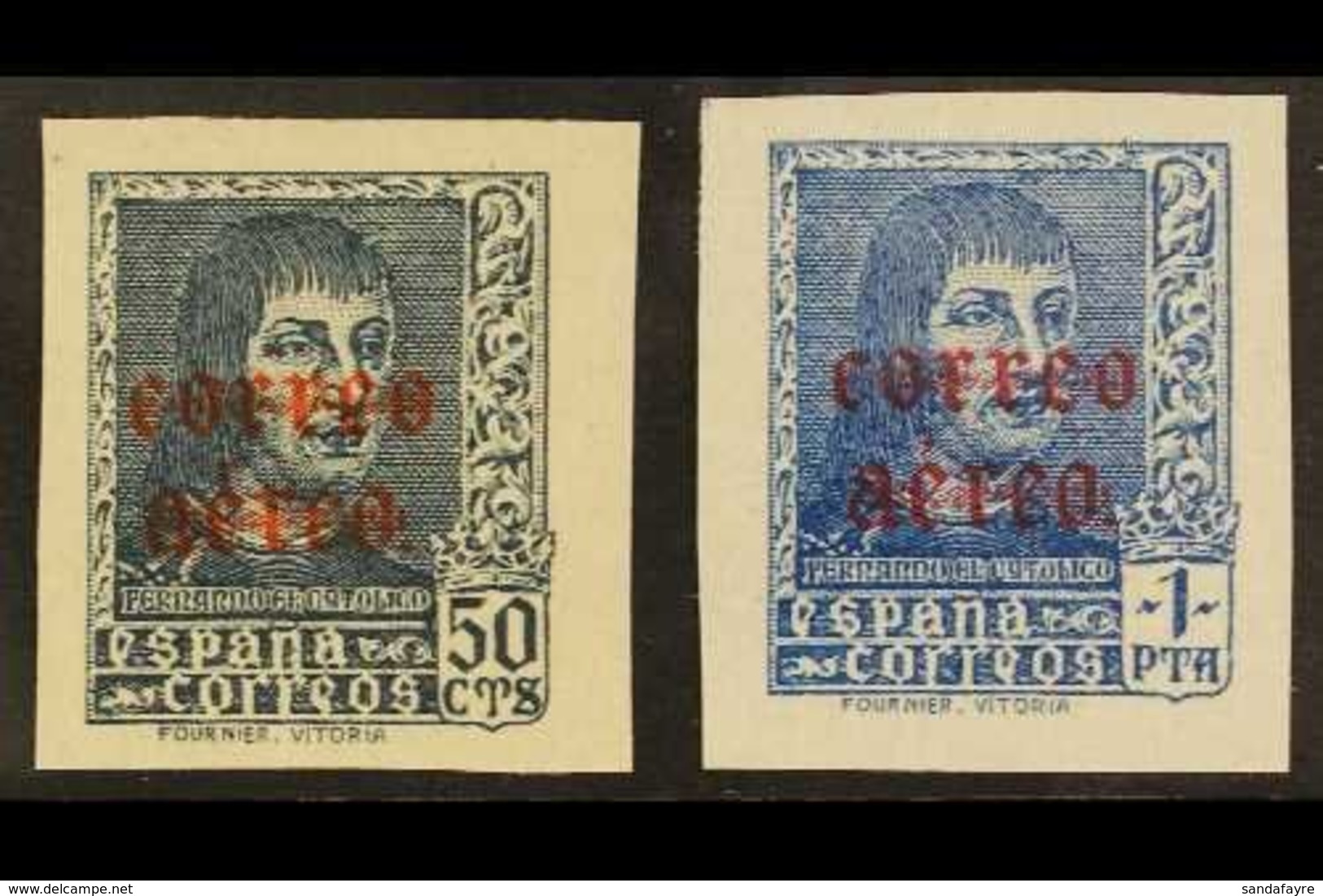 1938 Air "Correo Aereo" Opt'd Set IMPERFORATE, Edifil 845s/846s (SG 922/23 Variety), Never Hinged Mint (2 Stamps) For Mo - Andere & Zonder Classificatie