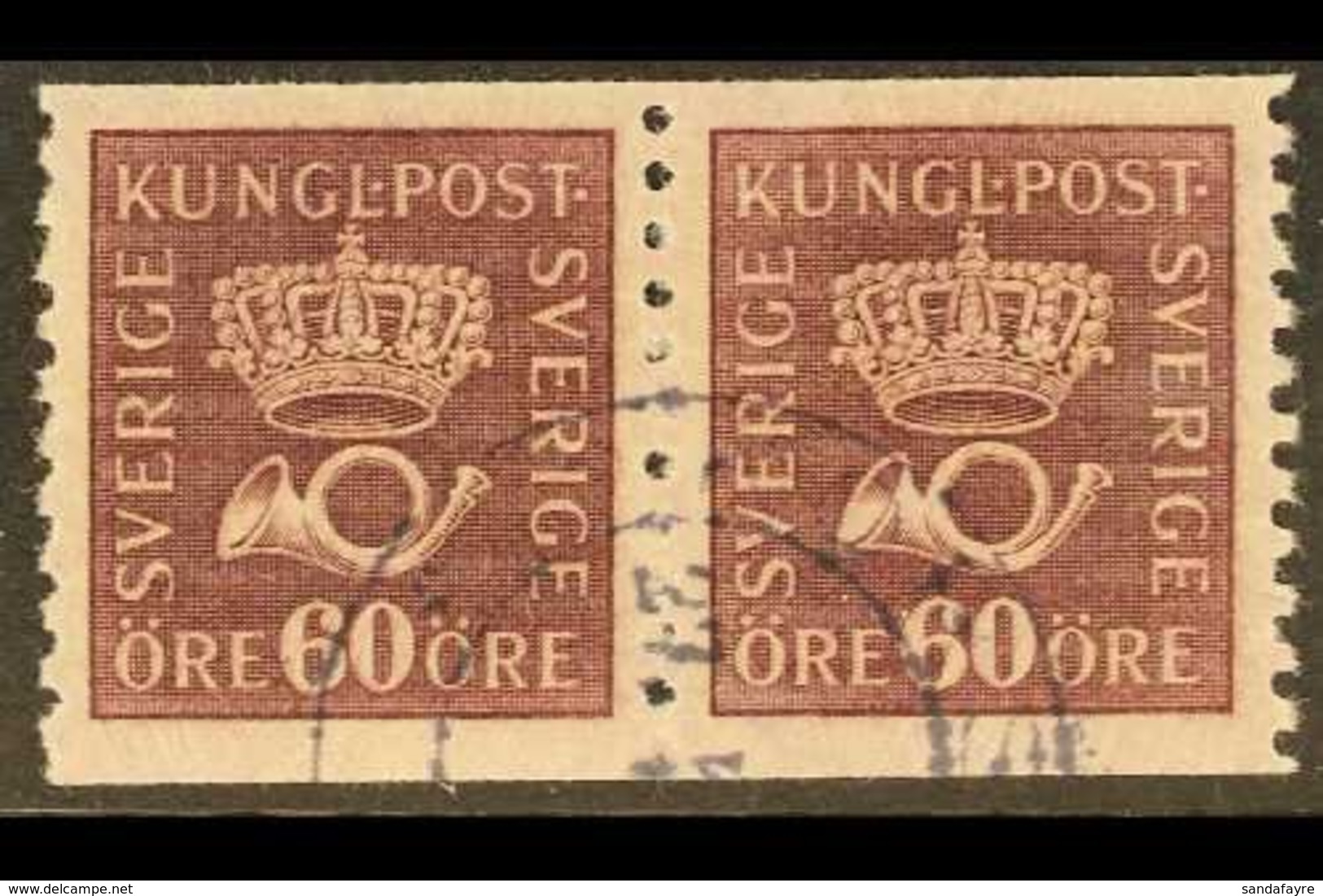 1920-33 60o Purple Imperf X Perf 10 Watermark Wavy Lines (Facit 162cx, SG 108B, Michel 133 AX), Very Fine Cds Used Horiz - Andere & Zonder Classificatie