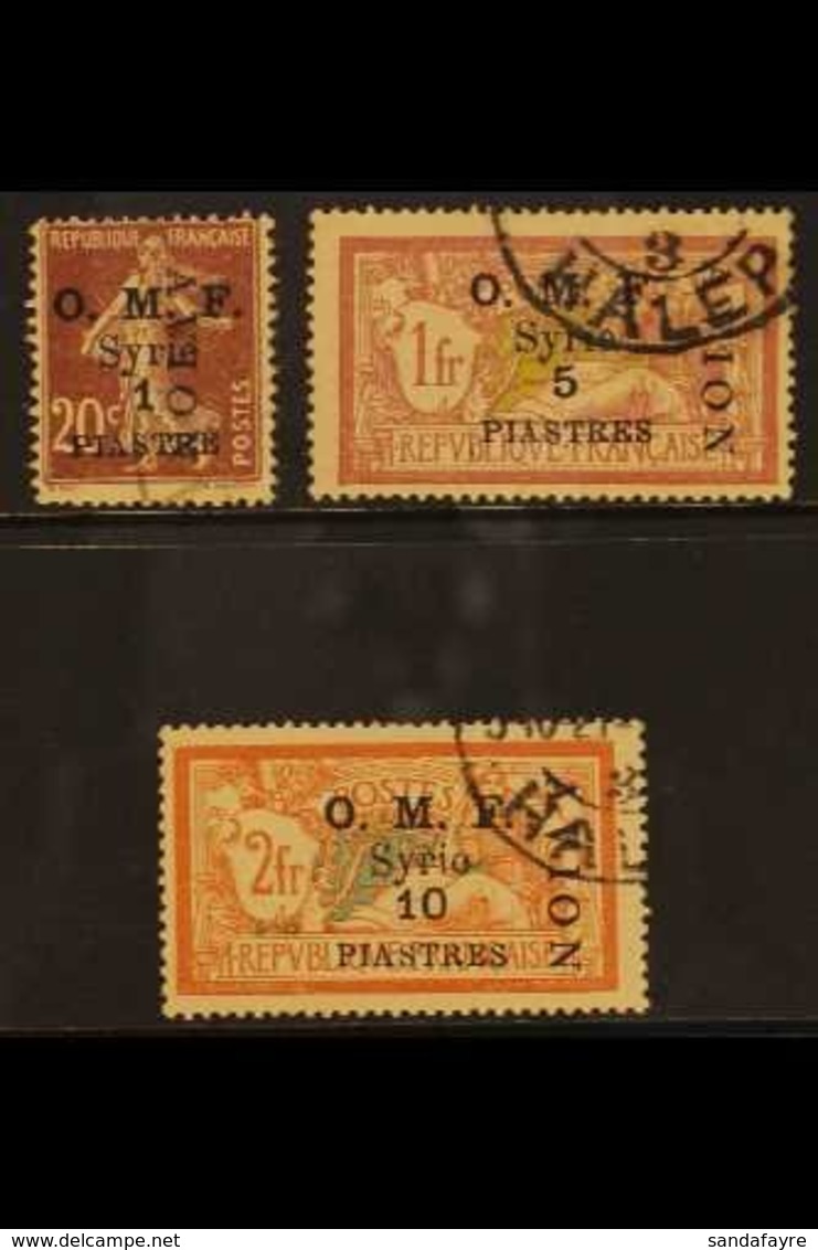 1921 Airmail Set On OMF Issue Complete, SG 86/88, Very Fine Used. (3 Stamps\) For More Images, Please Visit Http://www.s - Syria