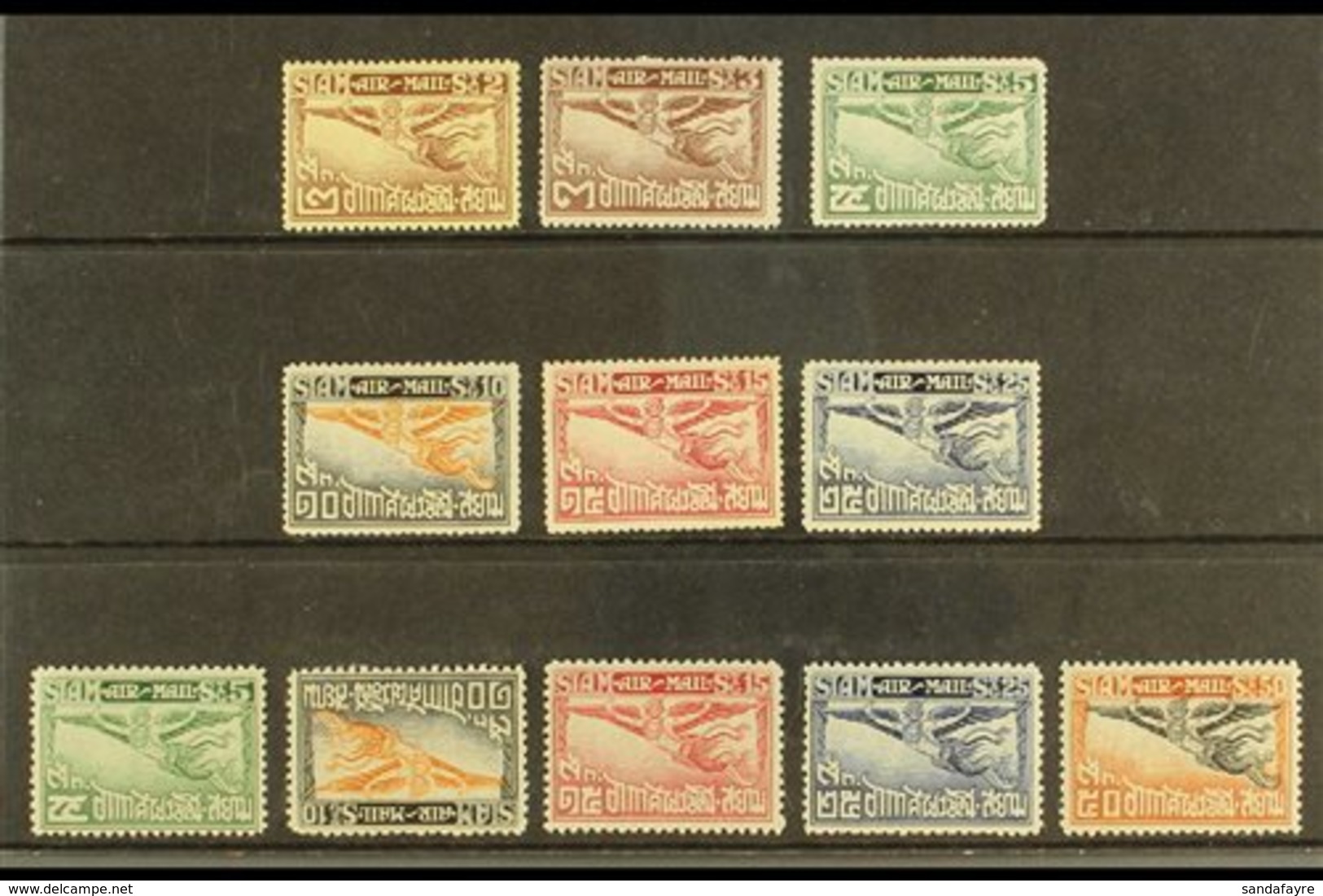 1925-39 Fine Mint Air Post Stamps With 1925 (perf 13½-15) 2s, 3s, 5s, 10s, 15s, And 25s, Plus 1930-37 (perf 12½)5s, 10s, - Thailand