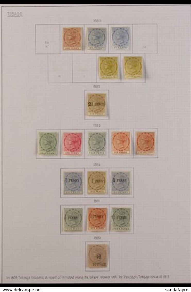 1882-1896 FINE MINT COLLECTION On A Page, All Different, Includes 1883 2½d On 6d, 1882-84 1d & 2½d (x2 Shades), 1885-96  - Trinidad Y Tobago