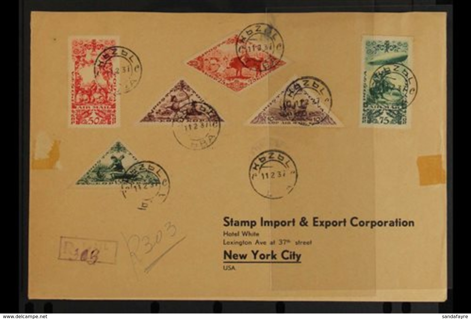 1937 (Feb 11th) Large Registered Cover To New York From Kizil Bearing Partial Anniversary Of Independence Set Inc Postal - Touva